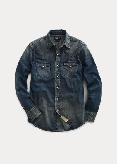 Men's Ralph Lauren Slim Fit Denim Western Shirts | 734560SVN